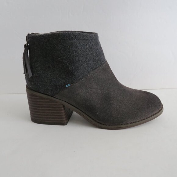 TOMS Women Lacy Forged Iron Suede/Felt Mix Ankle Boots Shoes Booties Size 5 NWT - Picture 3 of 7